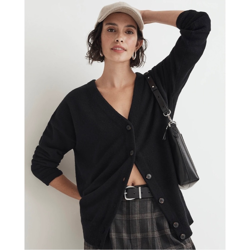NWT Madewell V-Neck Relaxed Cardigan Sweater True Black